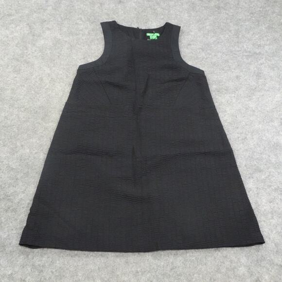 Armani Exchange Dress Womens 6 Ribbed Textured Breezy Summer Swing Black Cotton - Picture 2 of 12